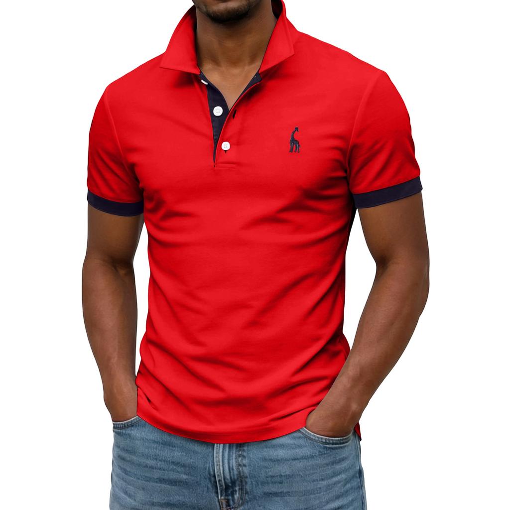 Men's Summer Button Lapel Loose Short Sleeve Top Men's Casual Fashion Top