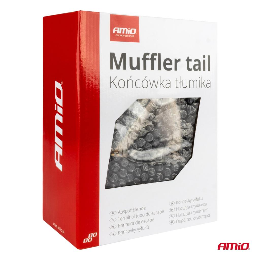 Exhaust Muffler Tip Stainless Steel Double Left Carbon Amio-04069