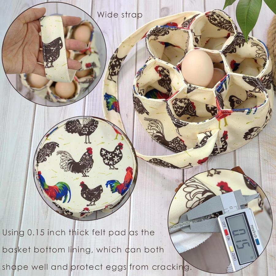 Egg Collecting Basket 7 Pouches Eggs Gathering Holder Bags for Chicken Coop Henhouse Farmhouse Garden Hen Duck Goose Eggs