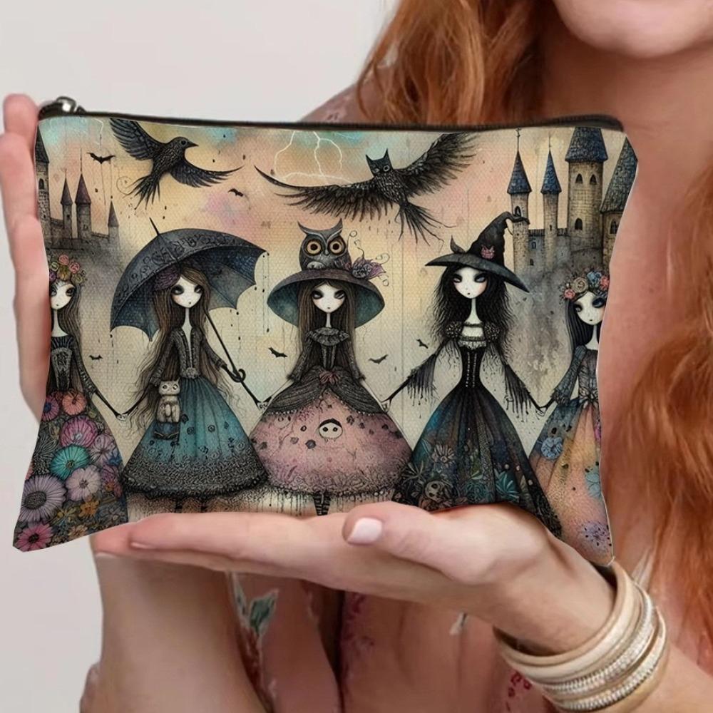 New Trendy Zipper Pouch Simple Modern Nature Moon Phase Cosmetic Bag Durable Boho Tarot Pouch Travel
