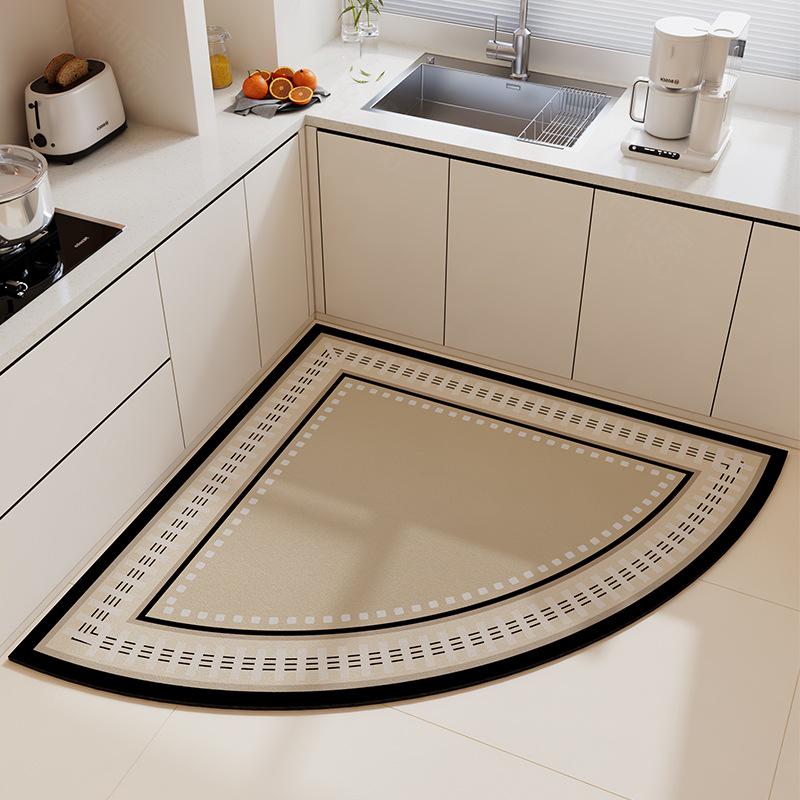 

Нескользящий водонепроницаемый кухонный коврик для пола: Бесстираемый, Маслостойкий, Абсорбирующий Угловой Коврик из Диатомовой Земли 120x120cm - Flat & Stable