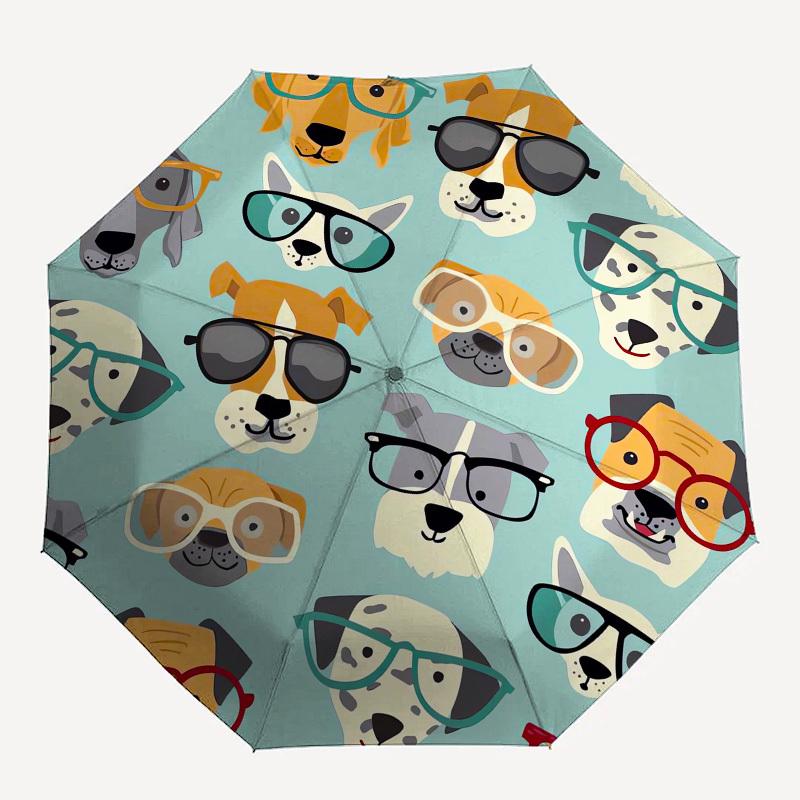1pc Stylish Dogs with Glasses Umbrella with Plastic Handle,Suitable for All Seasons UmbrellaPT575