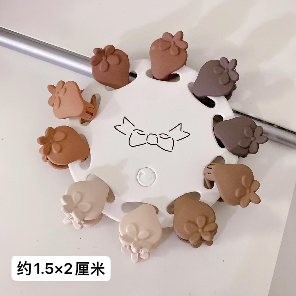 10PCS Korean Ins Milk Tea Color Morandi Small Grip Mini Children's Small Claw Clip Plum Blossom Star Small Hair Clip