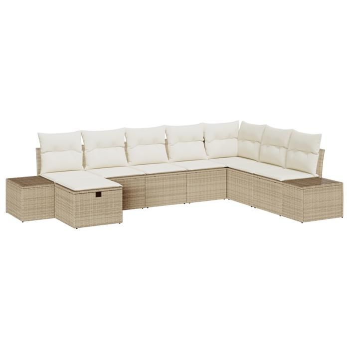 VidaXL Ensemble de canapé de jardin 8 pièces avec coussins Beige Poly Rattan 3359430