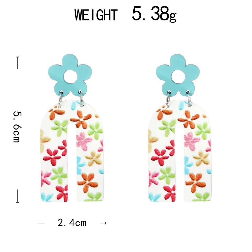 Fully Managed Acrylic Stud Earrings, Fresh Flower Fish Earrings, Contrasting Color Earrings.