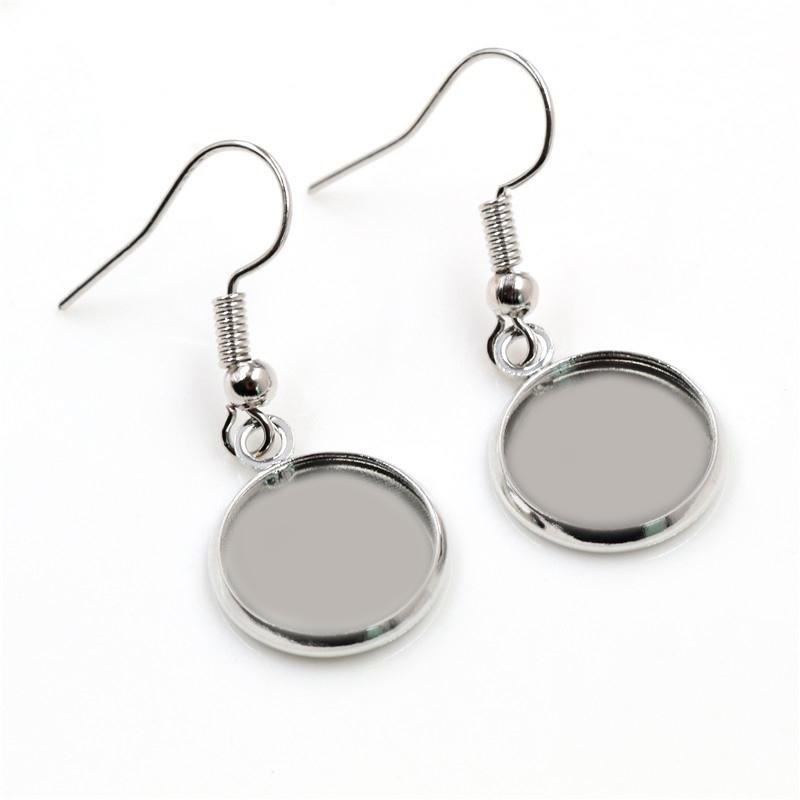 10pcs 10-25mm Inner Size With Earring Hooks DIY Earrings Cabochons Blank Base Setting Bezel Tray DIY Jewelry Making Accessories
