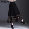 Half Length Skirt for Autumn and Winter Mid Length Mom Pleated Skirt Knitted Half Length Skirt