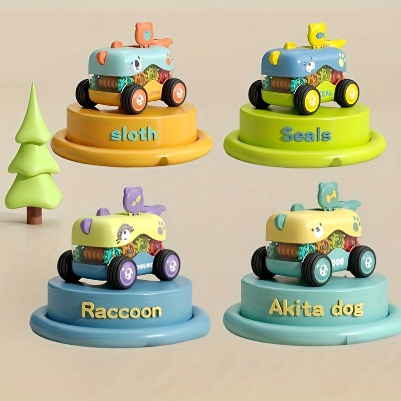 

Набор из 4 инерционных мультяшных машинок с шестеренками и свистком, развивающие ползание, с защитой от скольжения, идеальный подарок на день рождения, Рождество, Хэллоуин для мальчика/девочки 4pcs