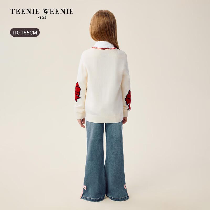 Teenie Weenie Kids Girl's Bow Jacquard Cardigan Sweater
