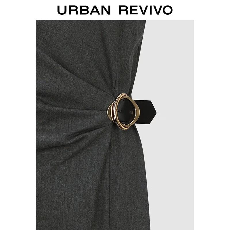 UR Women's Metal Buckle Pleated Sleeveless Dress