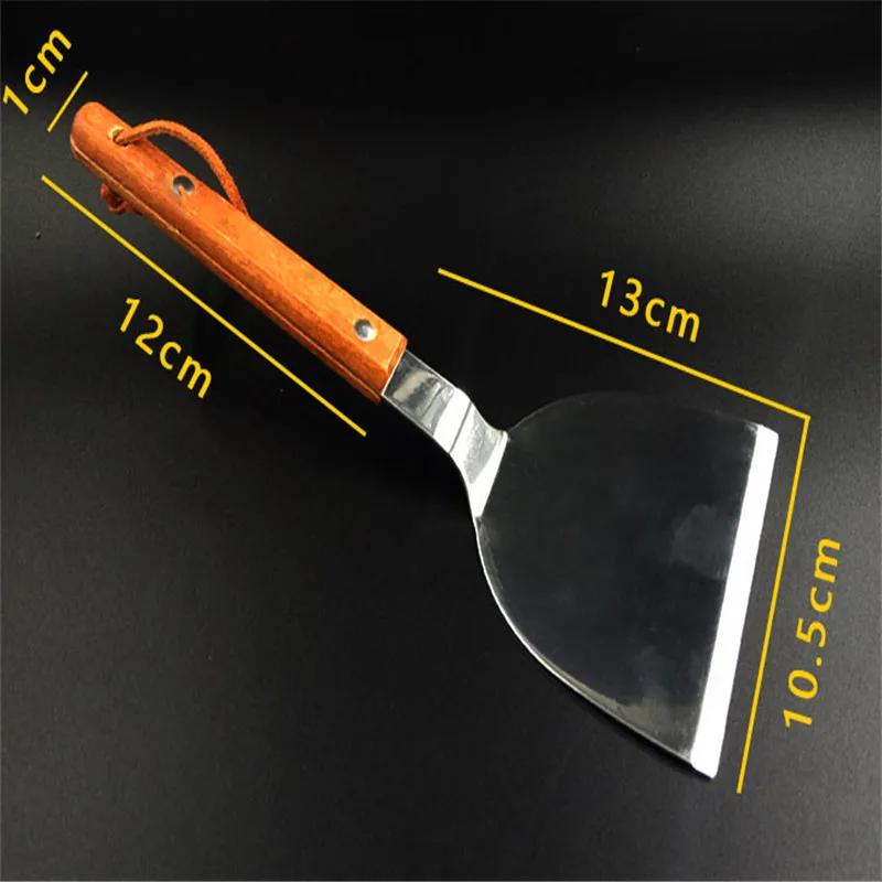Steak Stainless Steel Fried Shovel Spatula Pizza Grasping Cutters Spade Pastry cake BBQ Tools Wooden Handle Kitchen Utensils