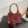 Fashion trend leopard print handbag new simple texture messenger women's bag versatile shoulder bucket bag