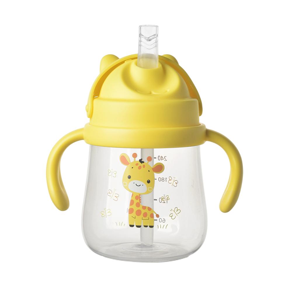 270ML Cute Baby Straw Cup With Double Easy-grip Handle Portable Children Training Drinking Cup Anti-choking Water Cup