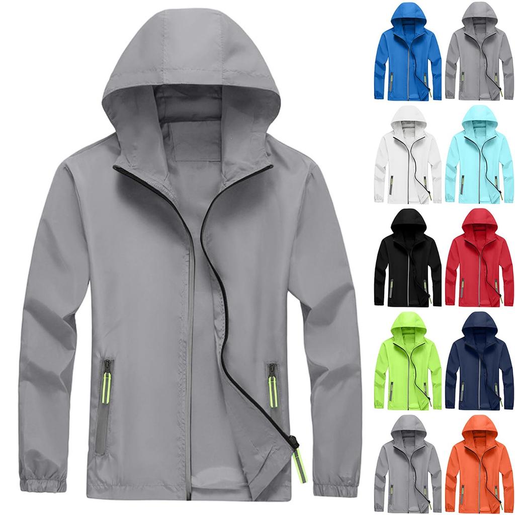 Vêtements d'extérieur amples et de couleur unie pour hommes, été, légers, grande taille, protection solaire, veste coupe-vent imperméable