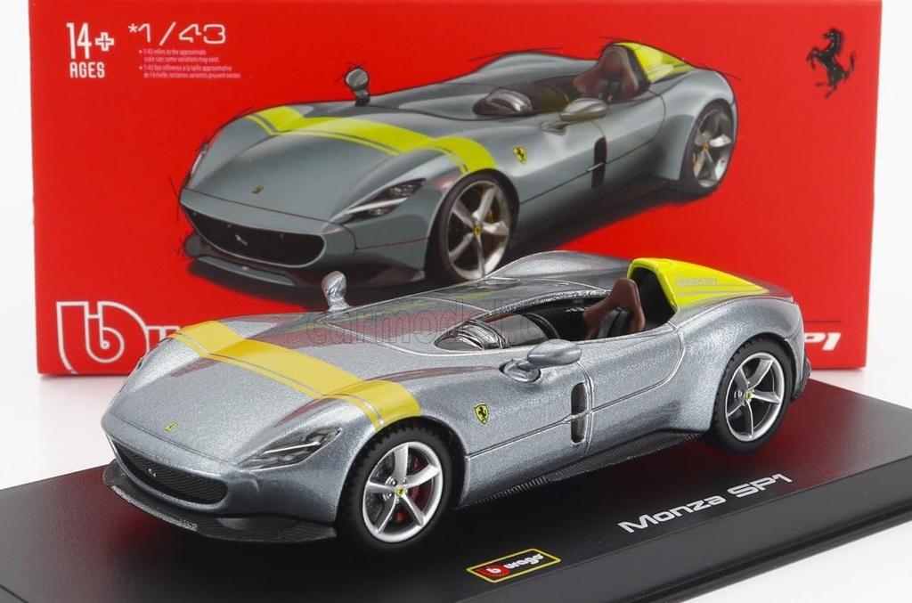 Bburago Ferrari Monza Diecast Car 1/43 Scale FERRARI MONZA SP1 2018 (Silver) Signature Series [Parallel Import]