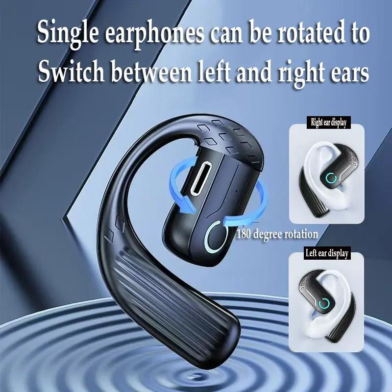 Wireless Bluetooth 5.4 Earphone 180° Rotation Ear Hook HIFI Stereo With MIC HD Call Open Single Ear Headset For Game Music Sport