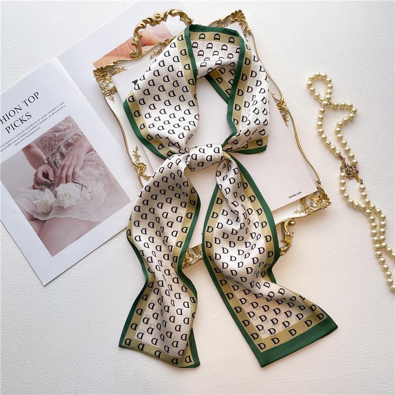 Women Luxury Design Print Silk Ribbon Female Foulard Floral Headband Neck Tie Bag Suit Scarf Hair Band Kerchief Neckerchief