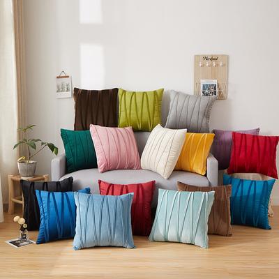 Dutch Velvet Pressed Line Solid Color Throw Pillow Without Core Sofa Cushion, Home Living Room Backrest, Waist Pillow, Single Pillowcase Without Core
