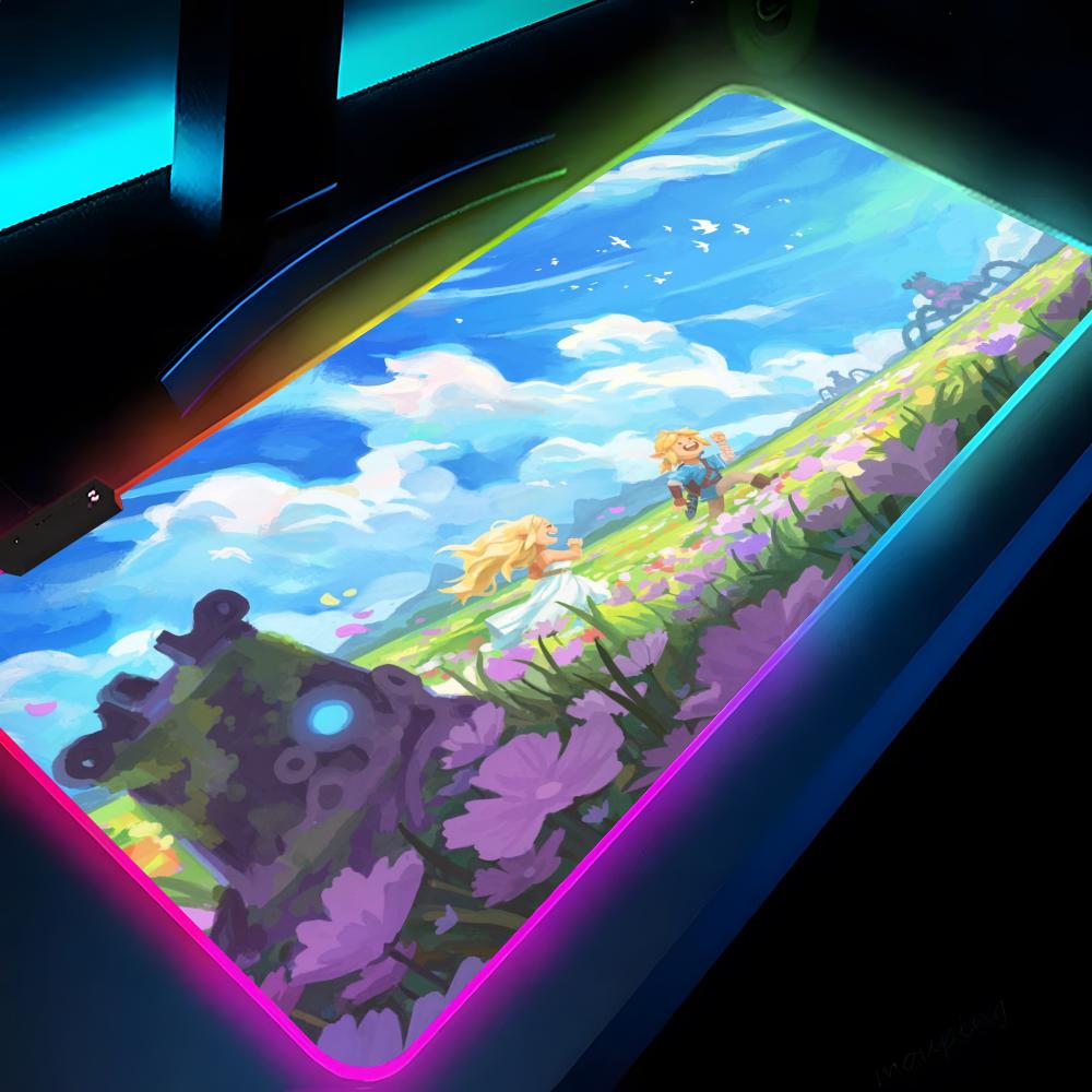 The L-LegendS of ZeldaES Mouse Pad Gaming LED 700x300 Mouse Mat Mousemats Table Video Game Pads PC Desk Mat RGB Keyboard Mat XXL
