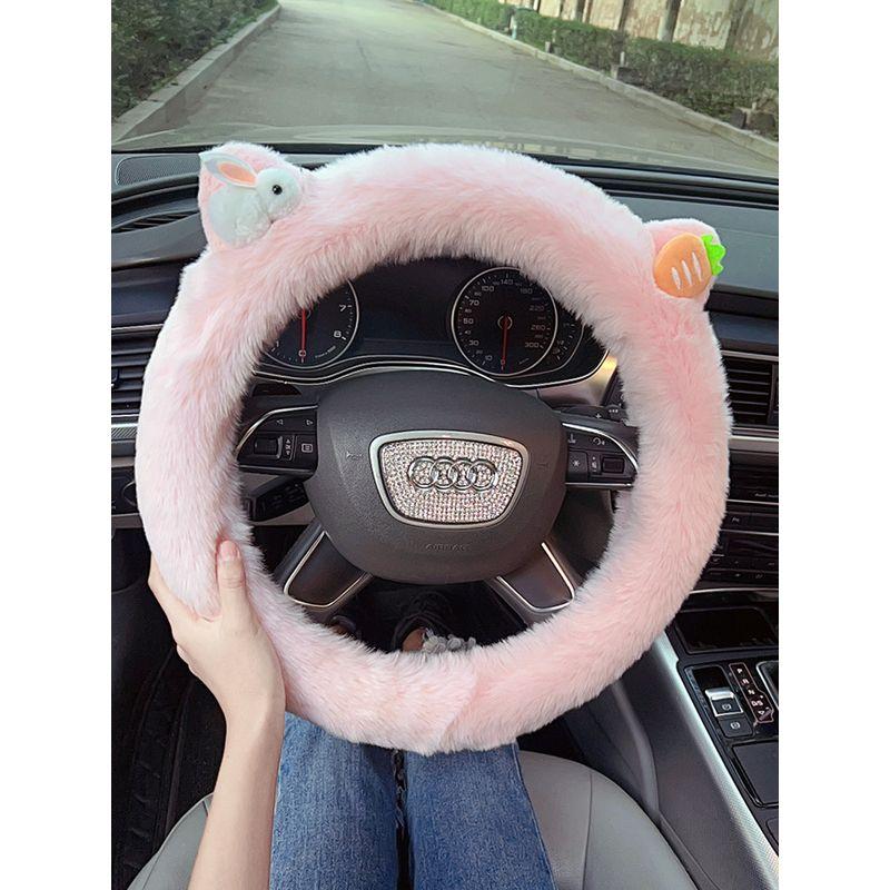 Car Steering Wheel Cover Winter Plush Female Korean Cute Internet Celebrity Universal Fashion Winter Cartoon Steering Wheel Cover