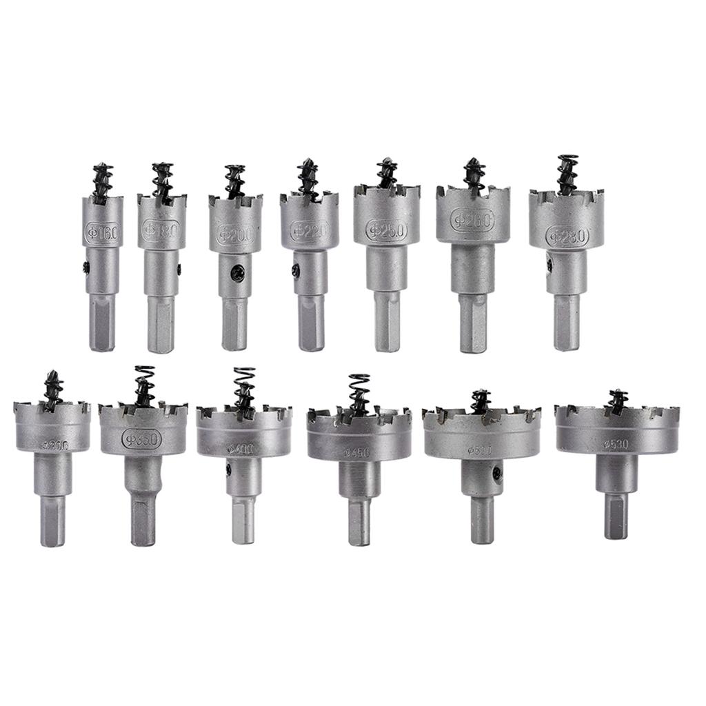 13pcsset 16 18 20 22mm Carbide Tip TCT Drill Bit Hole Saw Set Stainless Steel