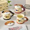 Dachshund Dog with Lid Ceramic Mug Couple Cute Office Water Cup Female Office Worker Particularly Beautiful Cup