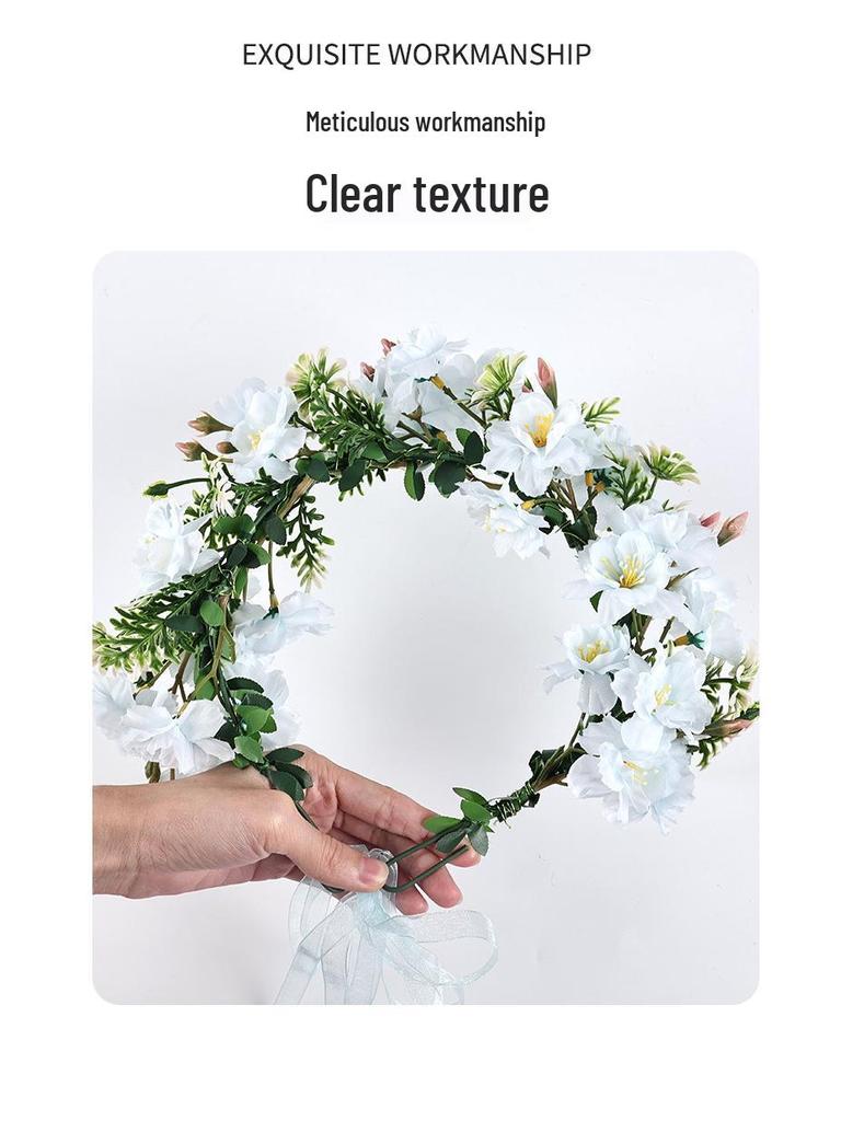 Corona de Flores Estilo Mori Diadema Nupcial - Perfecta para Viajes, Fotos, Actuaciones y Accesorios para el Cabello