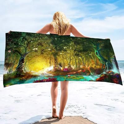 Oversize Beach Towel, Extra Large Towels,Forest Print Cool Travel Pool Towel,Soft and Quick Dry Swim Towels for Women and Girls