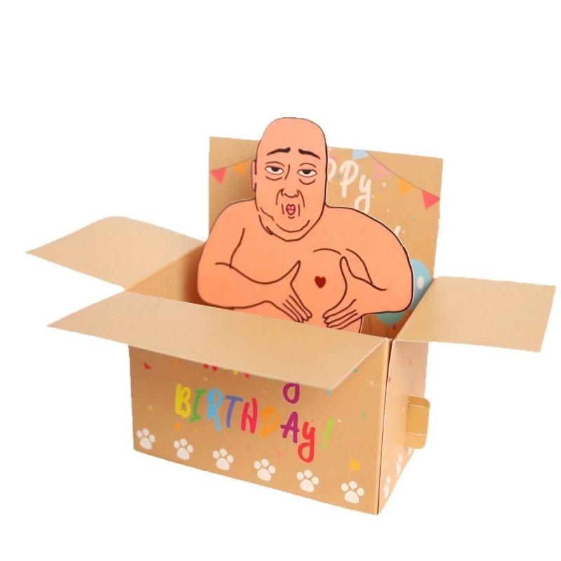 1pc Happy Birthday Greeting Card Creative 3D Pop Up Funny Prank Gift Handwritten Message Blessing Card for Friends