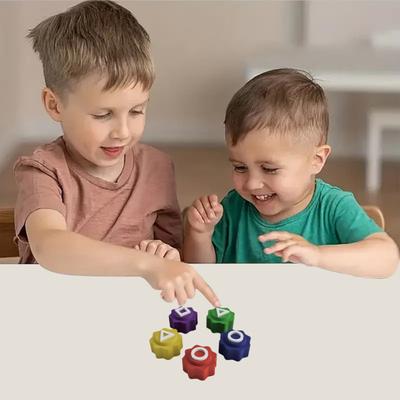 1 Set Geometric Dice Korean Game Hand-Eye Coordination Training Colorful Stone Catching Game Portable Travel Kids Adults Game Night Party Dice Toy
