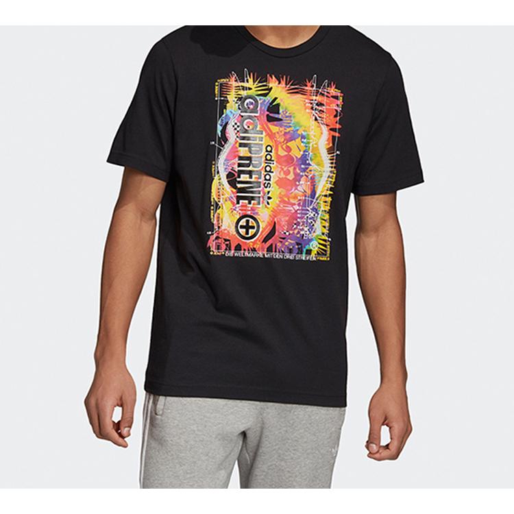 adidas Originals T Shirts Men's Black Crew Neck Moderate Straight Fit GD5996