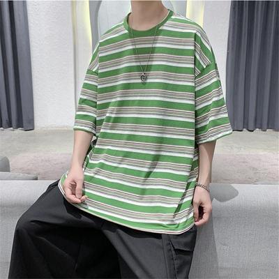 Camiseta grande de verão masculina listrada, casais, solta, streetwear, tops, camisetas, masculina, casual, feminina, roupas Y2K