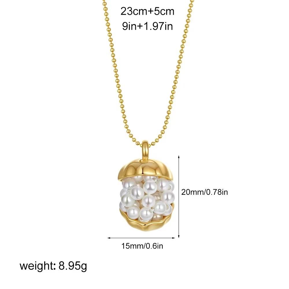 Gold Plated Crucifix Suffering Jesus Pendant Oval Miraculous Medal Cross Necklace for Women Chunky Geometric Pearl Choker Bijoux