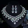 European And American Fashion Luxury Atmosphere Emerald Crystal Zircon Necklace Earrings Set Dress Dinner Bride Accessories
