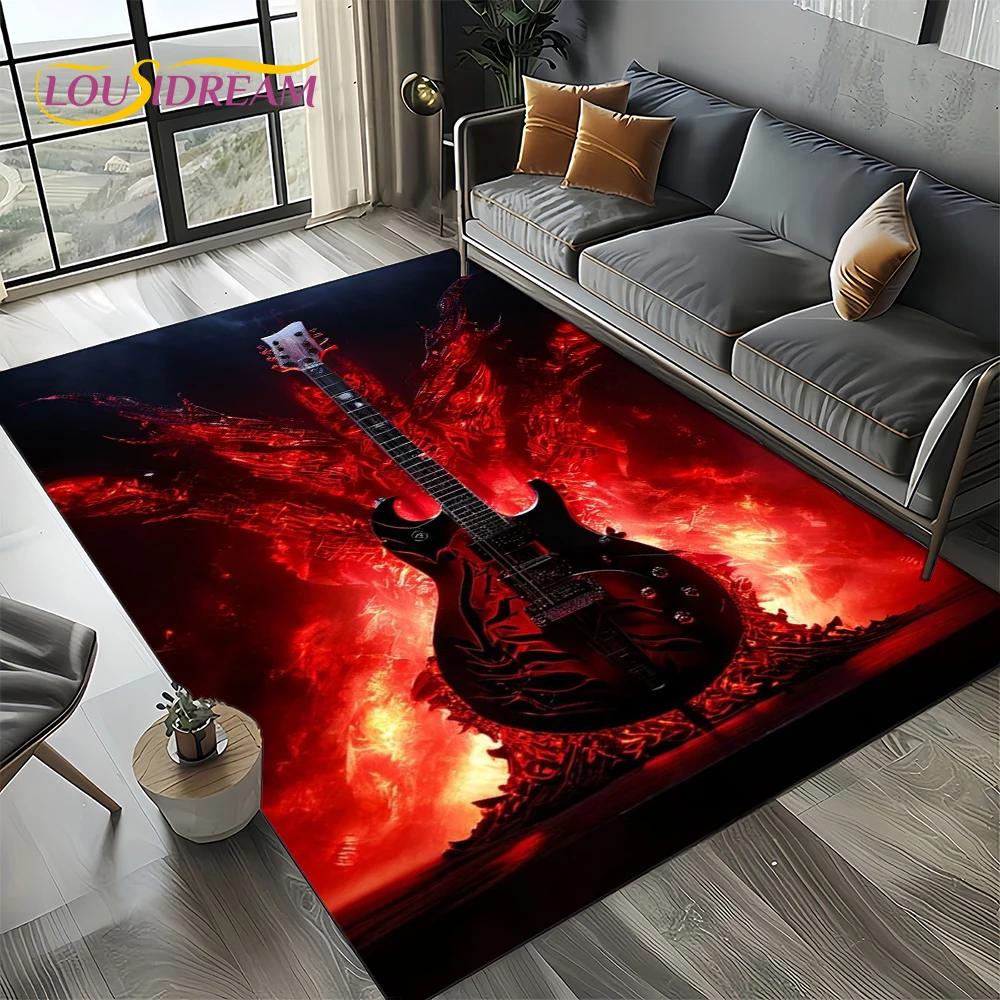 27 Style New Skull Electric Guitar Classical Guitar Carpet Rug for Living Room Bedroom Home Sofa,kid Area Rug Non-slip Floor Mat