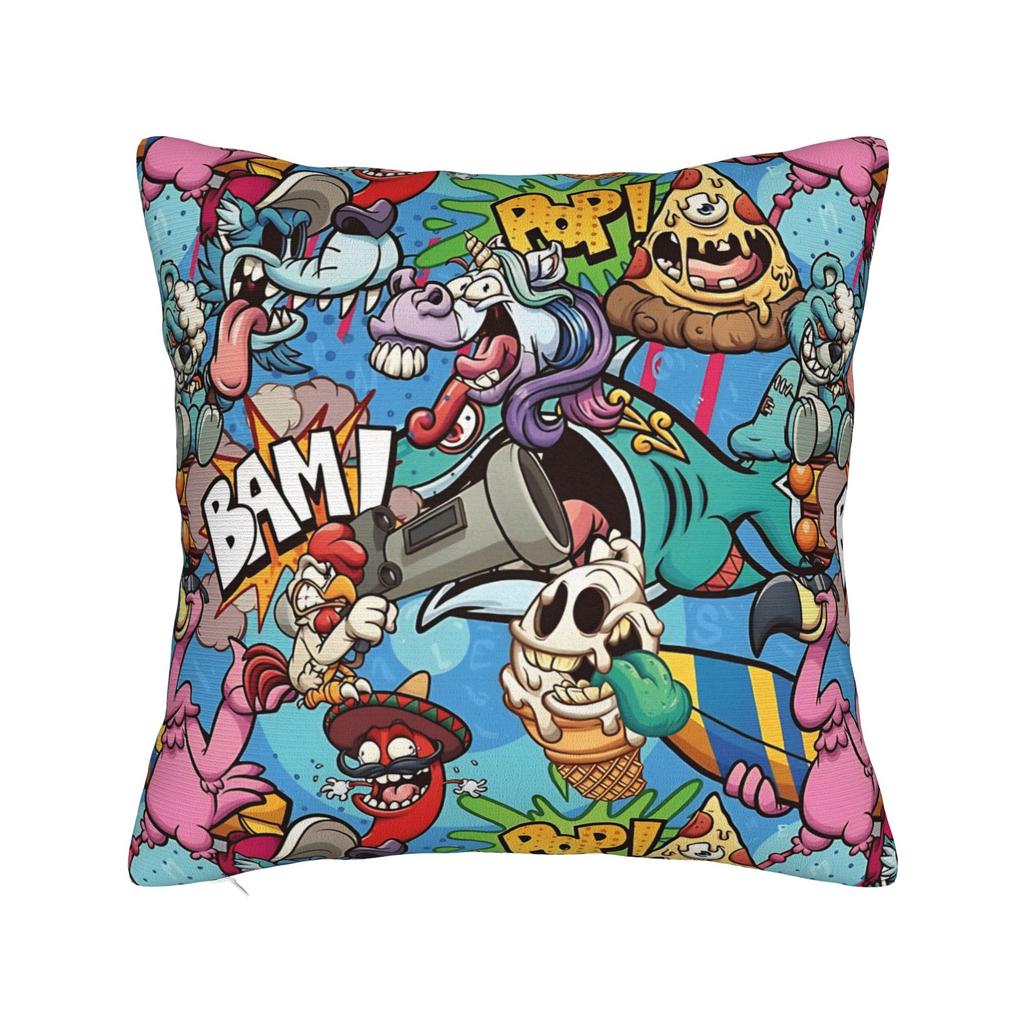 Pillow Cover Cartoon Cute Doodle Fashion Pillow Case For Sofa Couch Bed Living Room Pillowcases