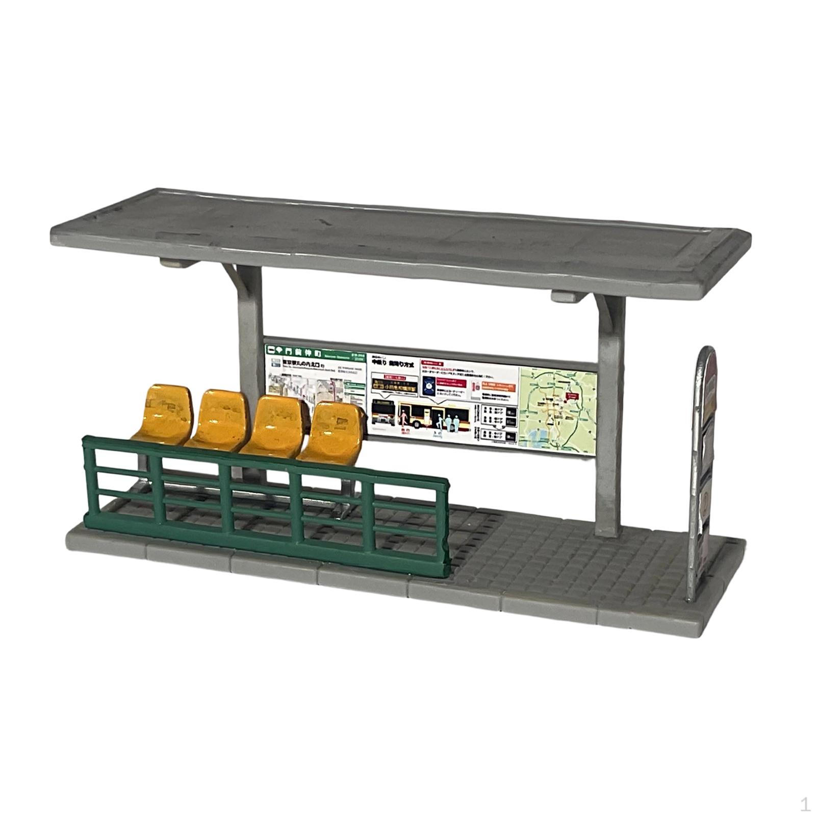 

1/64 Scale Bus Stop Model Architecture Scene Collection Ornament Creative Movie Props Educational