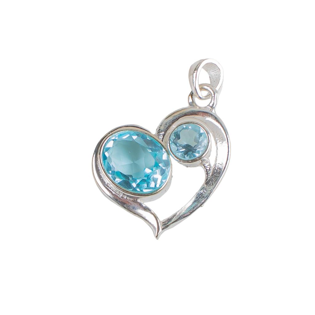 Himmelblauer Topas Edelstein 925 Gestempeltes Silber Schmuck Stilvoller Anhänger Geschenk für Ehefrau CP-3-8