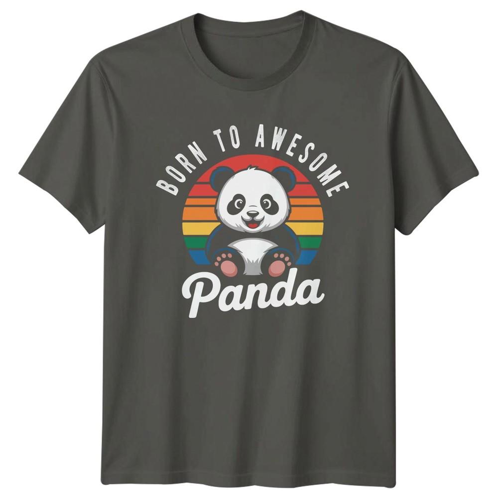 Born To Awesome Panda TShirt Panda Animal Birthday Gift For Him And Her
