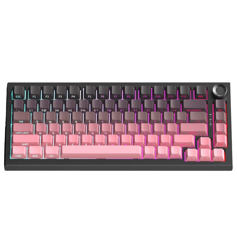 Customized K81 Three-Mode Color-Blocked Wired Gaming Mechanical Keyboard with Side-Engraved Keys