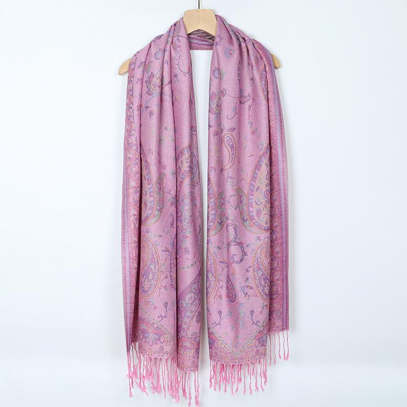 

Shawl scarf retro travel autumn and winter cloak with dual-purpose tassel outside women travel vacation wear photo розовый