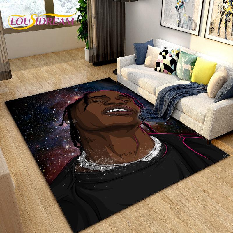 Hip Hop Art Rapper Legend Star Area Rug Large,Carpet Rug for Living Room Bedroom Sofa Doormat Decoration,Kids Non-slip Floor Mat