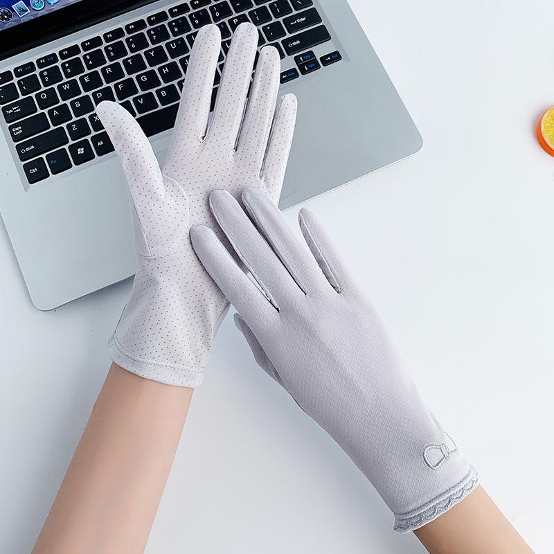 

Женские перчатки из ледяного шелка с защитой от УФ-лучей, с сенсорным экраном, быстросохнущие, летние, для езды на велосипеде, вождения, электросамокате серый