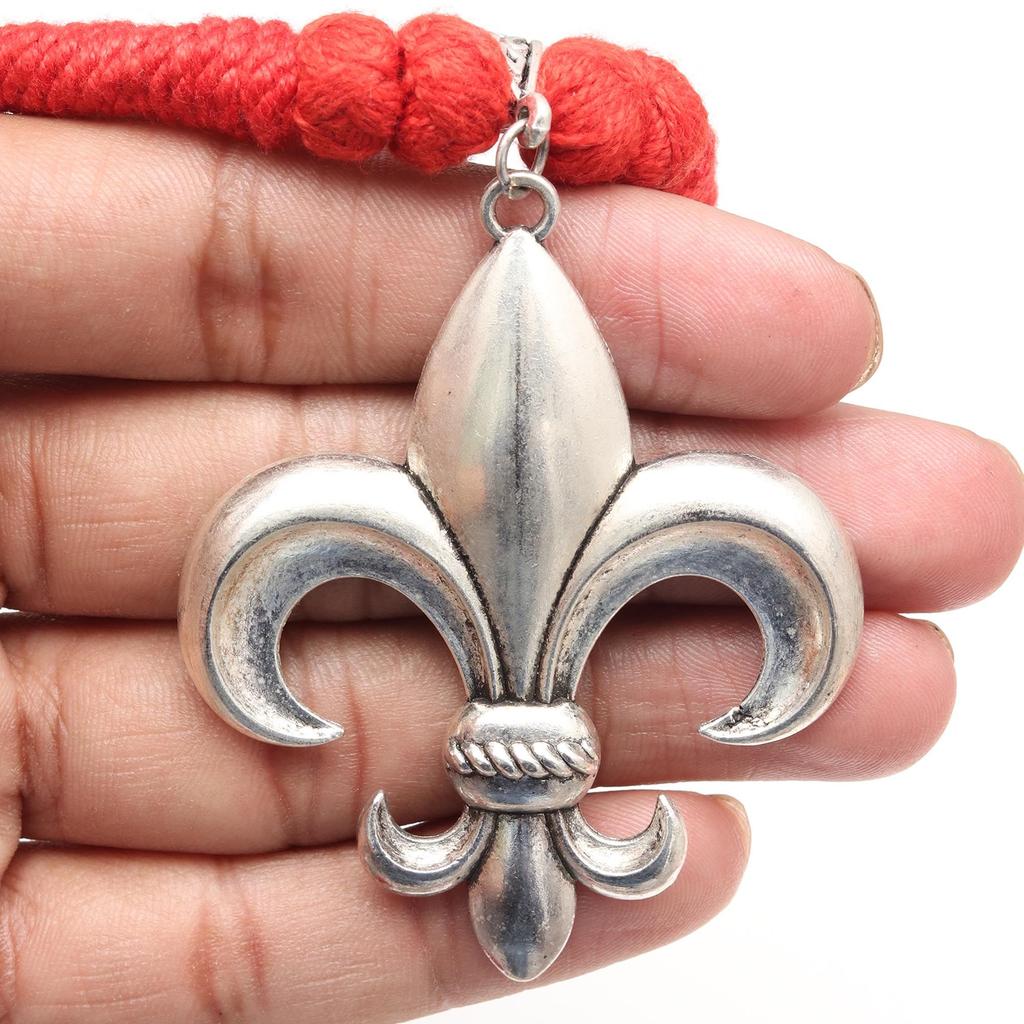 Trisul Dzień Matki Srebrny Sznurek Makrama Srebrna Biżuteria Naszyjnik 20 cali