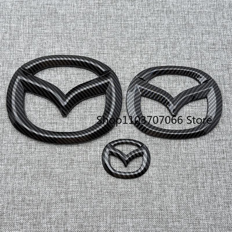 Car Front Grille Badge Trunk Emblem For Mazda 6 Atenza 2017 2018 2019 Glossy black Carbon fiber Head Rear Body Decal Accessories