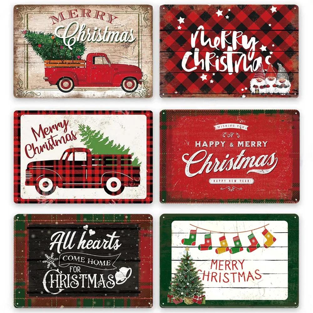 Vintage Tin Signs Merry Christmas Posters Decor Plaque Metal Plate Garden Wall Art Room Decoration New Years Gift