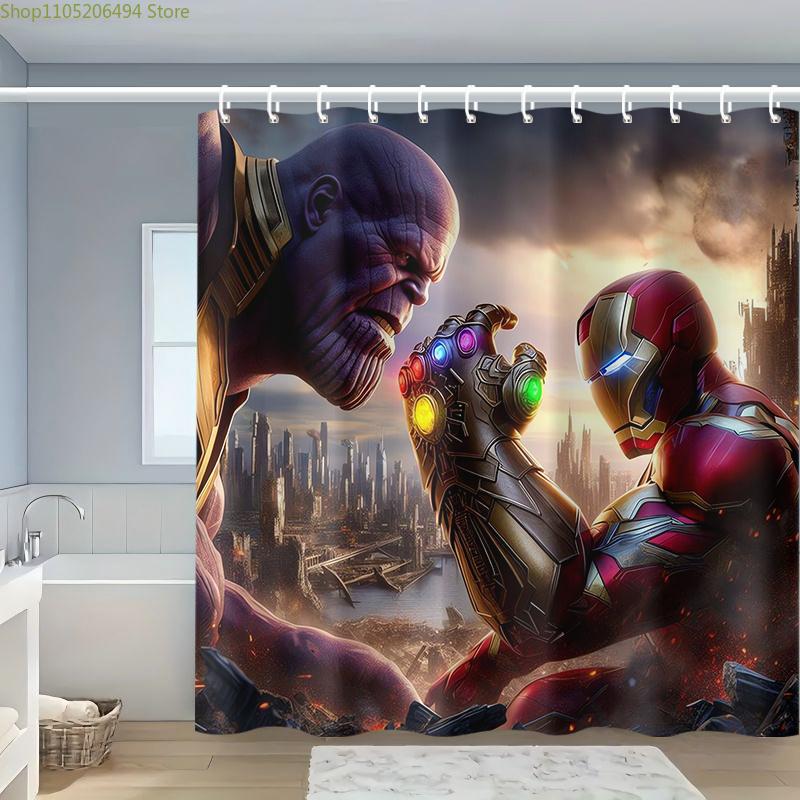 

Шторка для душа Marvel Железный Человек и Тор - Яркий Космический Дизайн с для галактики и Планетами, Прочный Полиэстер, Машинная Стирка 90x180cm