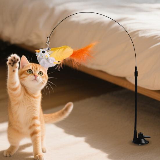 Cat Feather Toy Refill Simulation Birds Cat Lures Wand Attachment Interactive Wand Replacement Feather Toy for Indoor Cats