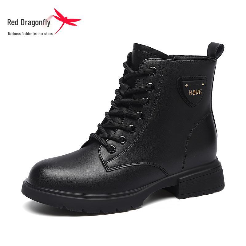 Red Dragonfly Women s British Style Martin Boots - Autumn/Winter 2024, Short Plus Velvet Warm Style. 40