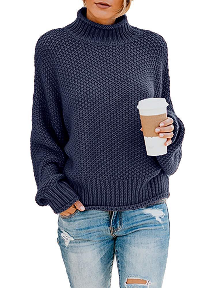 Women's Loose High Neck Pullover Sweater for Autumn/Winter 2026 - Plus Size European/American Style